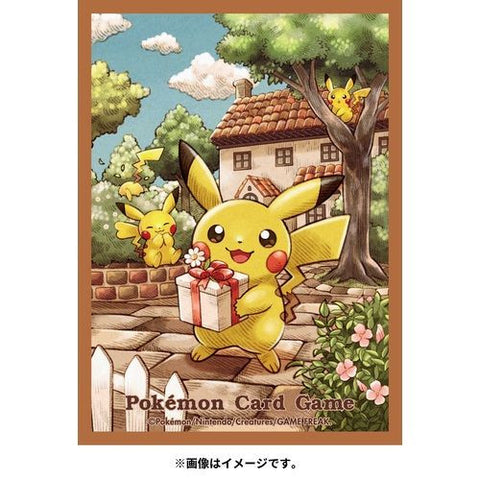 Pokemon Center Original TCG Deck Sleeves Present Giving Pikachu
