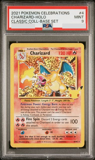 PSA 9 2021 POKEMON CELEBRATIONS CLASSIC COLLECTION #4 CHARIZARD-HOLO CLASSIC COLL-BASE SET